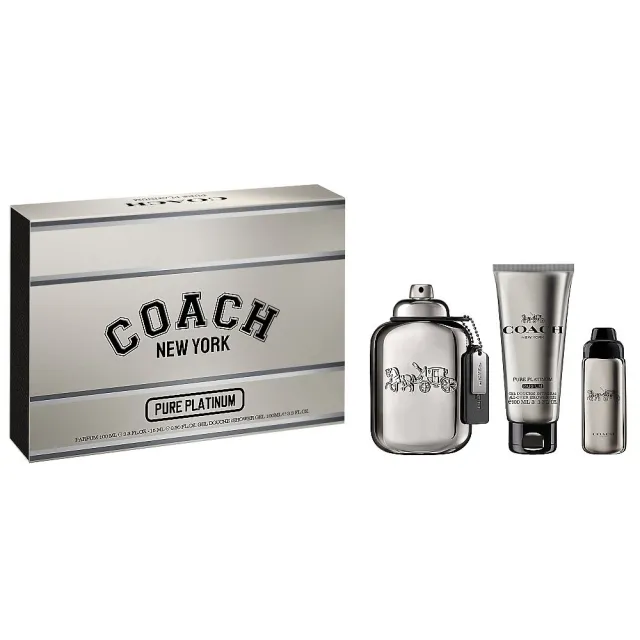 【COACH】Coach Pure Platinum 時尚鉑金香精禮盒 (100ml +15ml +100ml ) (專櫃公司貨)