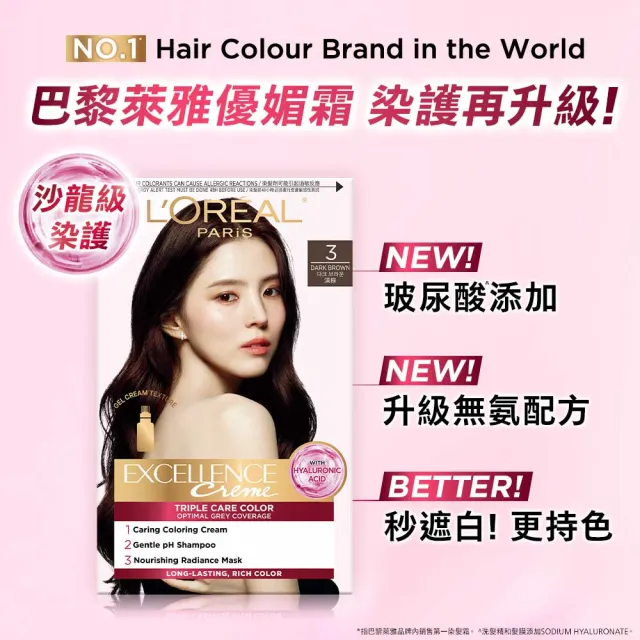 【L’OREAL Paris 巴黎萊雅】限時5折 優媚霜三重護髮染髮霜x4入組-韓韶禧PICK/沙龍級染護