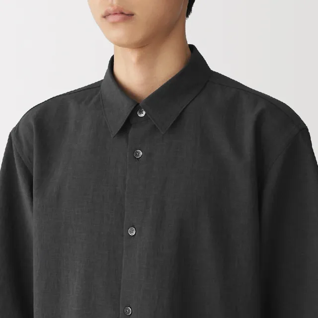 【MUJI 無印良品】男透氣五分袖襯衫(墨灰/深藍/深棕)