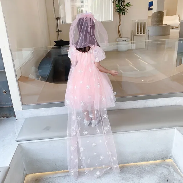 【橘魔法】閃耀雪星水晶鑽亮片公主服 大童 女童 兒童 童裝 萬聖節服裝 造型服 角色扮演 表演 攝影