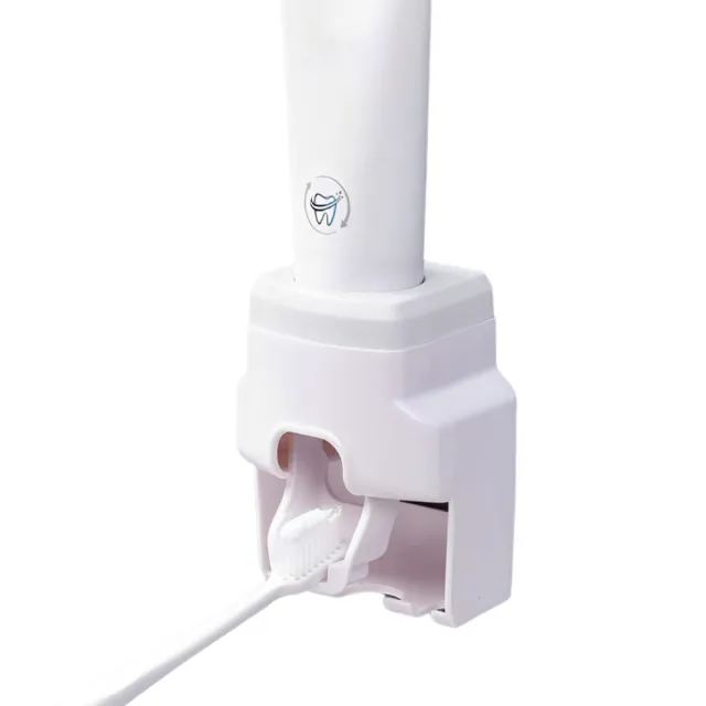 壁掛自動擠牙膏器(牙膏器 擠牙膏器 牙刷架 黏貼式牙刷架 牙膏架 懶人牙膏器)