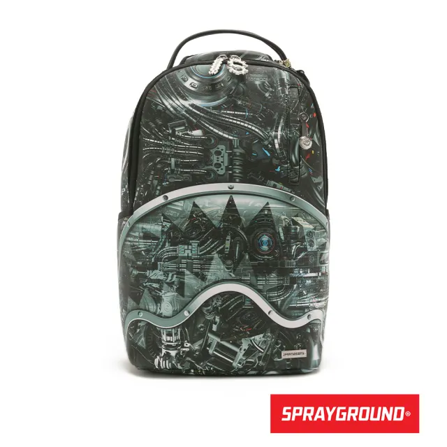 【SPRAYGROUND】科技機械鋸齒鯊大容量後背包(黑色)