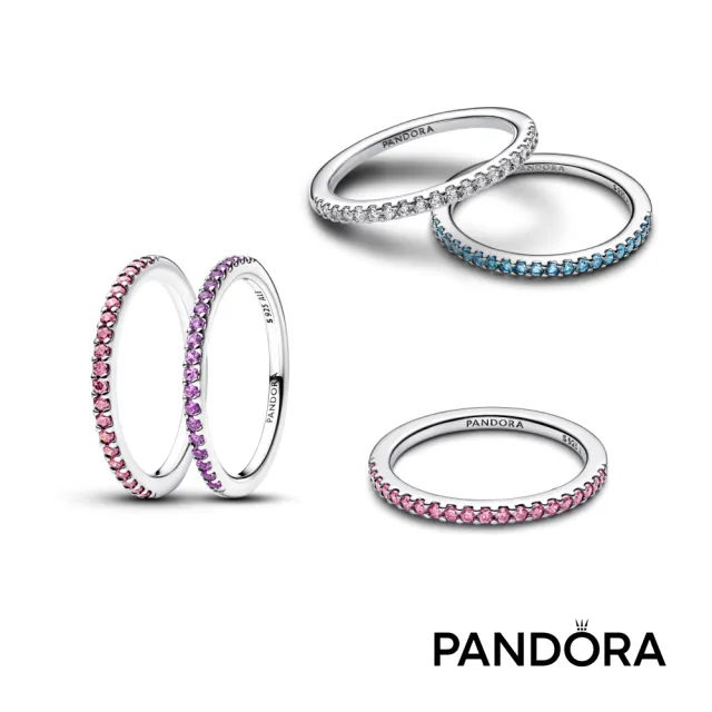 【Pandora 潘多拉】璀璨密鑲線戒-多色任選