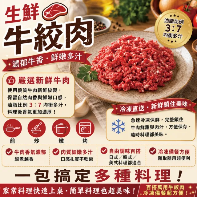 【約克街肉舖】草飼背肩牛絞肉8包(200g±10%/包)