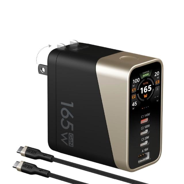【ATEN】165W 4孔智慧顯示快速充電器 (UP5165)