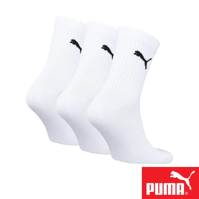 【PUMA】男女款 中短筒襪3雙裝 黑/白(彪馬 跳豹 男襪 女襪 襪子 運動襪 小腿襪 棉質 高彈 耐磨 抗菌)