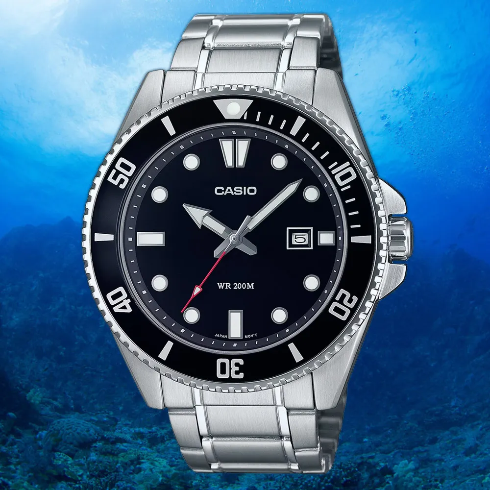 【CASIO 卡西歐】黑水鬼 槍魚 200米潛水錶 運動手錶 考試手錶 學生錶 送禮 禮物 推薦(MDV-107D-1A1V)
