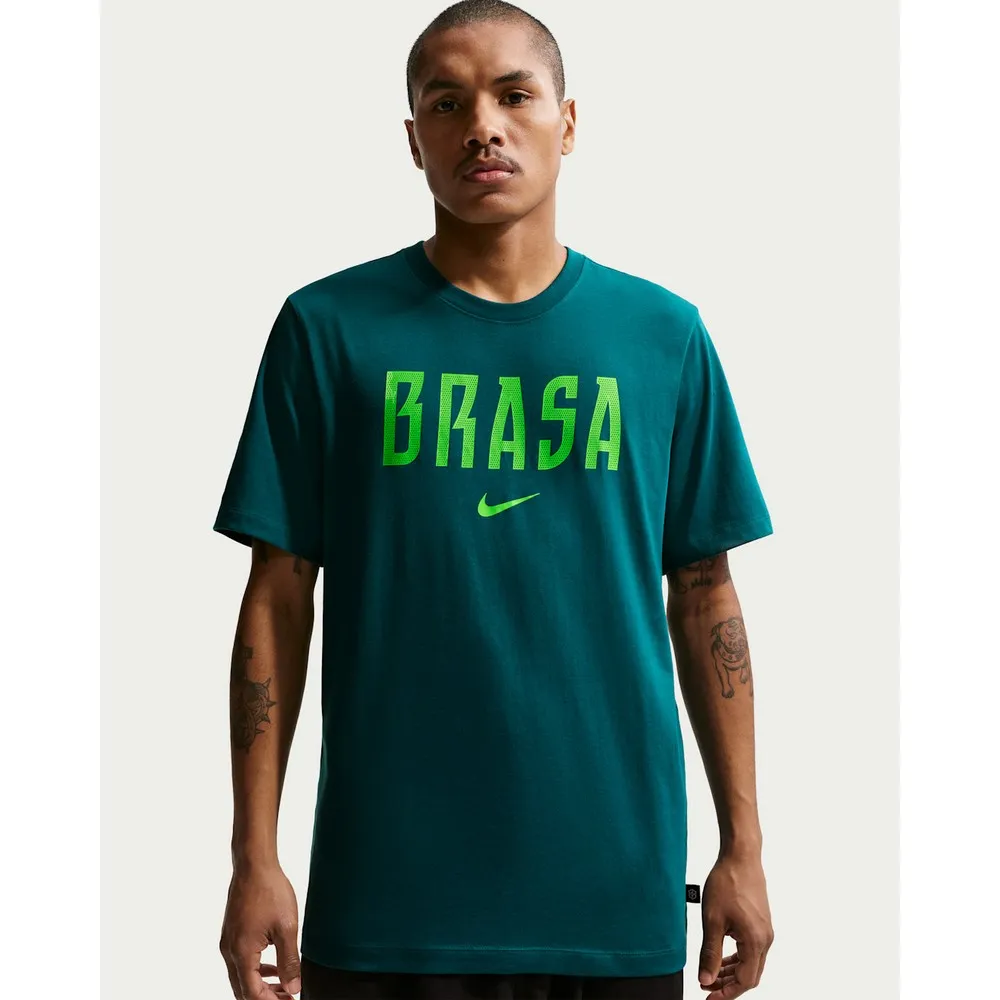 【NIKE 耐吉】短袖上衣 男 CBF M NK WORDMARK TEE T恤 足球 世界盃 巴西隊 綠 (IH2175381)