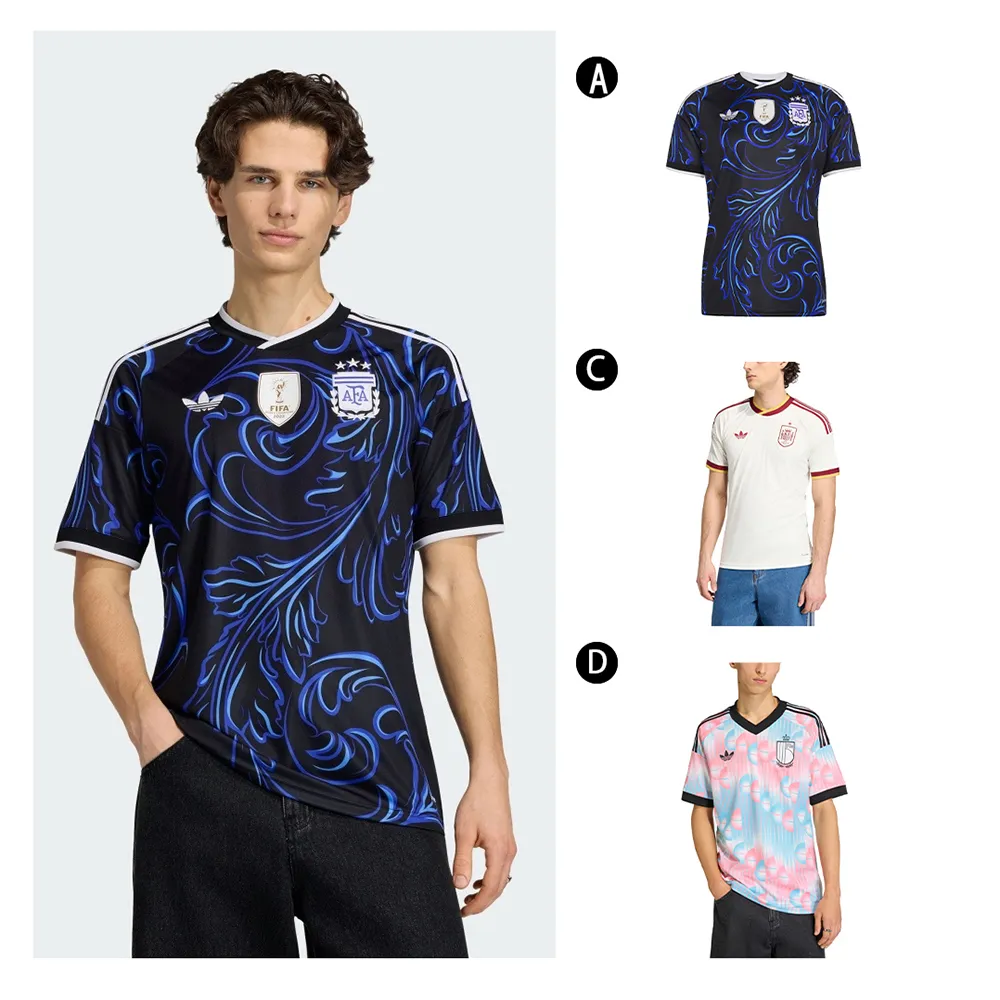 【adidas 愛迪達】2026 世足AFA A JSY D 世界盃 客場 短袖球衣 短袖上衣 男女 A-JM8395 C-JN4397 精選三款