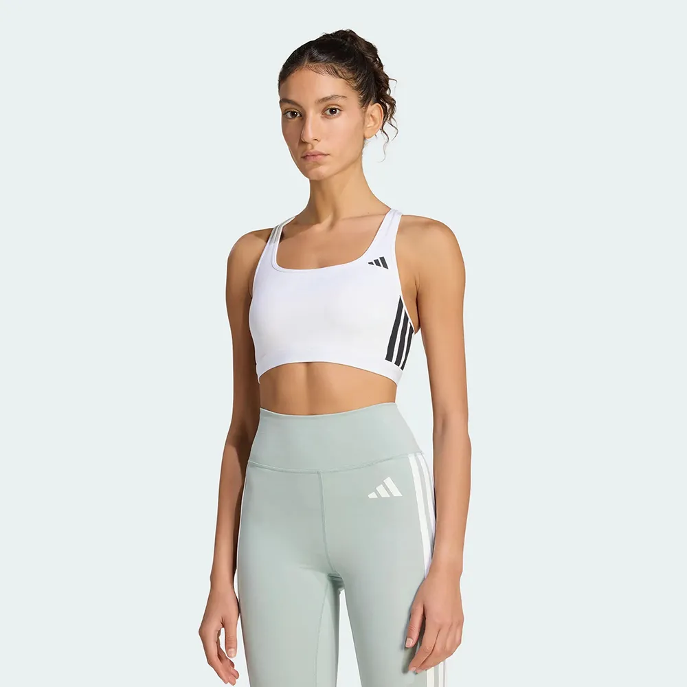 【adidas 愛迪達】運動內衣 女 中度支撐 慢跑 瑜珈 訓練 亞規 OPT ESS 3S MS 白 KA4703