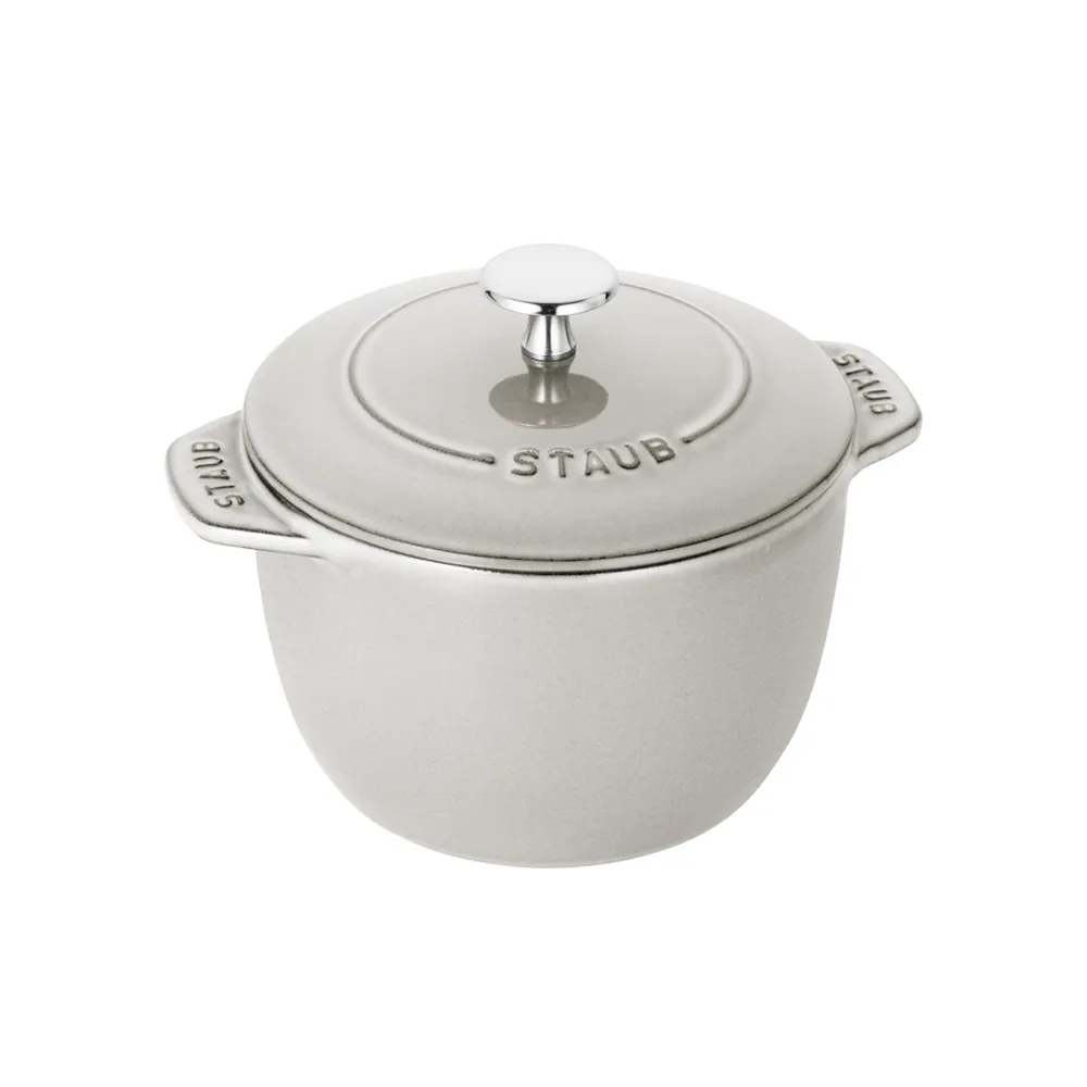 【STAUB】圓形琺瑯鑄鐵飯鍋20cm-松露白(德國雙人牌集團官方直營)