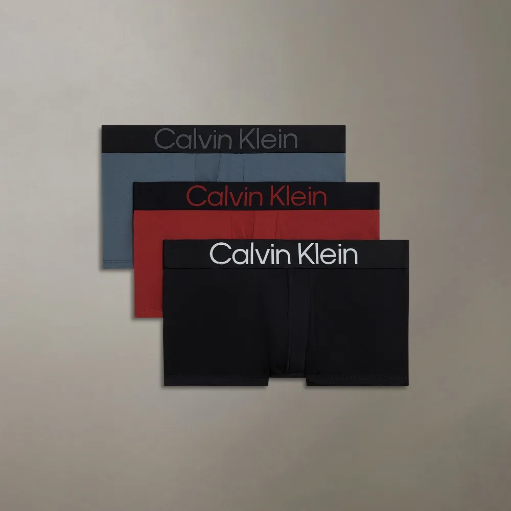 【CALVIN KLEIN】官方旗艦館CK 3 件套組對比標誌低腰平口內褲_紅色
