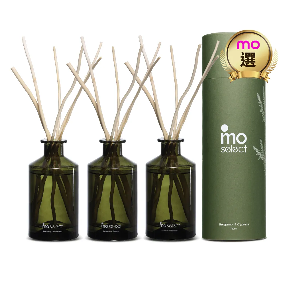 【mo select】植萃精油天然柳枝擴香禮盒3入超值組 180ml(mo選/香氛/精油擴香/送禮/居家香氛交換禮物)