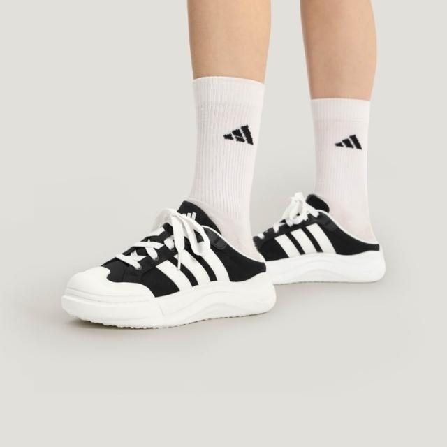 【adidas 愛迪達】Maxxcourt Mule 男女 穆勒鞋 大頭懶人鞋 黑白 柔軟 穿搭(HQ9514)