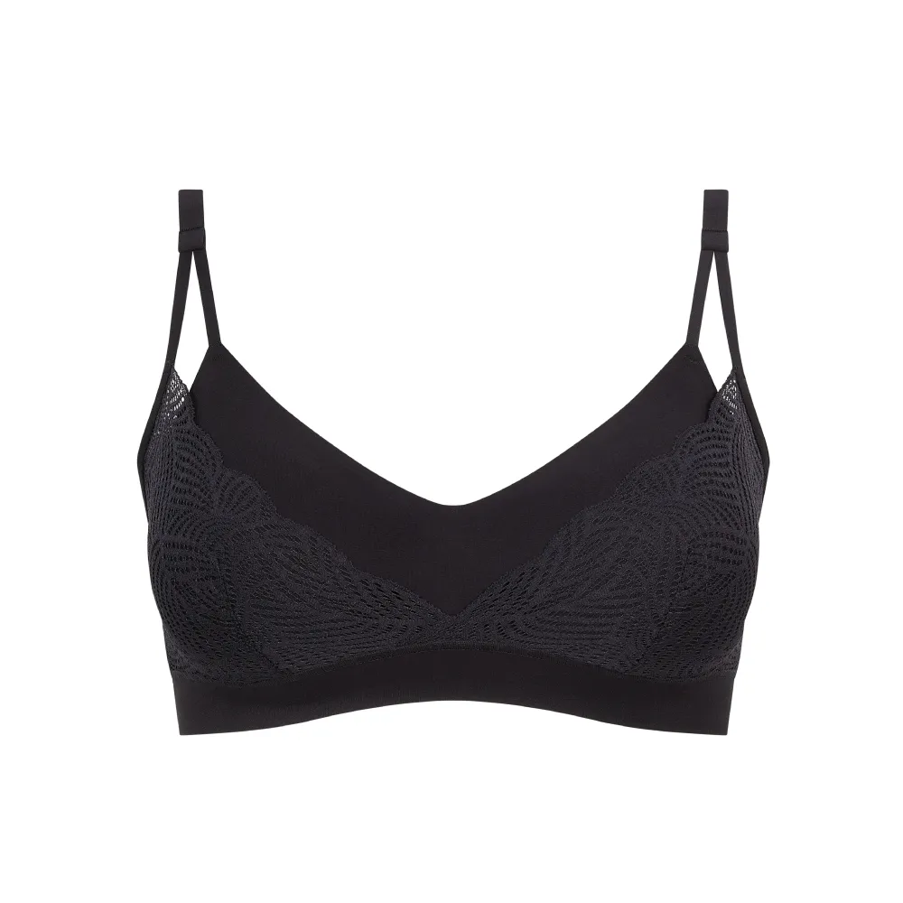 【Chantelle 仙黛爾】Soft Stretch.蕾絲雙肩帶無痕輕運動內衣 黑色.11GQ9_011(超強彈力.超透氣觸感.超包覆)