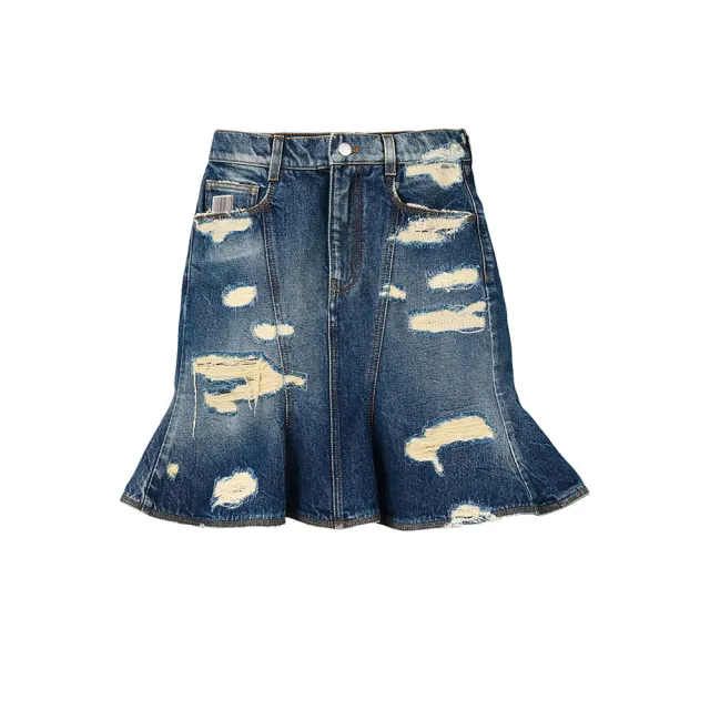【MARC JACOBS】本季精選 仿舊刷破荷葉邊牛仔裙