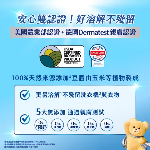 【SNUGGLE】熊寶貝天然溫和護衣芳香豆補充包 300ml 8入組(五款任選)