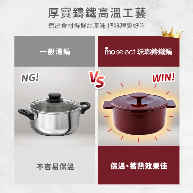 【mo select】享廚琺瑯鑄鐵鍋-22cm(mo選/湯鍋/燉鍋/琺瑯鍋/IH爐適用)