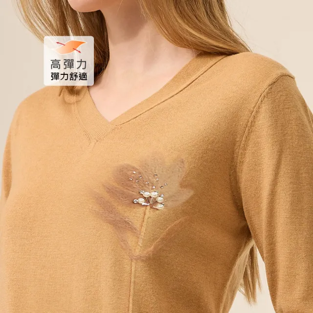 【ILEY 伊蕾】簡約V領羊毛針織上衣(兩色；M-XL；1254515011)