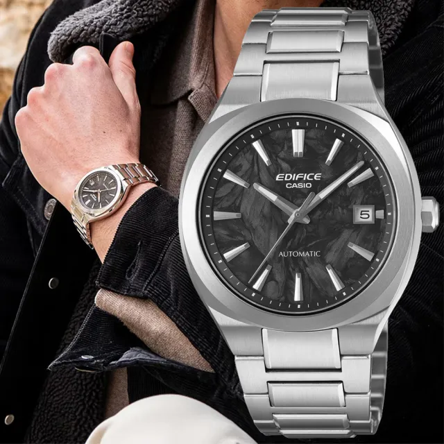【CASIO 卡西歐】EDIFICE 輕巧纖薄 鍛造碳 經典機械腕錶 錶 手錶 送禮(EFK-200CD-1A)