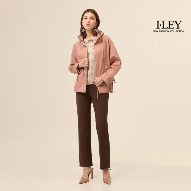 【ILEY 伊蕾】拉克蘭袖雙重防風外套(粉；M-XL；1253074908)