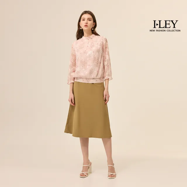 【ILEY 伊蕾】花卉燒花印花雪紡上衣(粉；M-XL；1253071453)