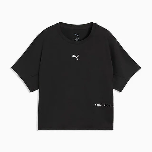 【PUMA】短袖上衣 女 歐規 短版 BS Cloudspun 黑 52898801