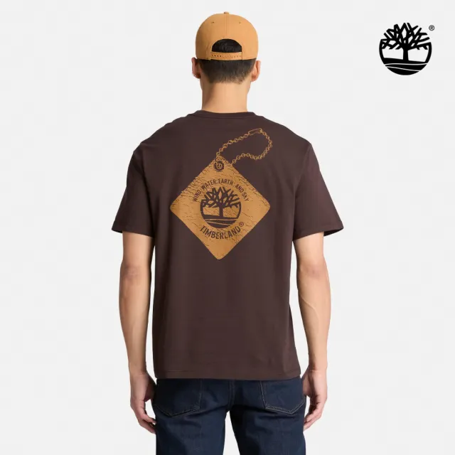 【Timberland】男款深棕色鞋吊牌圖案短袖T恤(A2DPEC35)