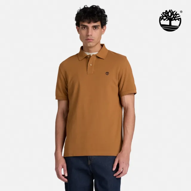 【Timberland】男款深小麥色刺繡LOGO短袖Polo衫(A2AC1EH2)