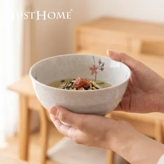 【Just Home】日本製美濃燒櫻花陶瓷6.5吋麵碗(可微波 碗 碗盤 麵碗 湯碗 丼碗)