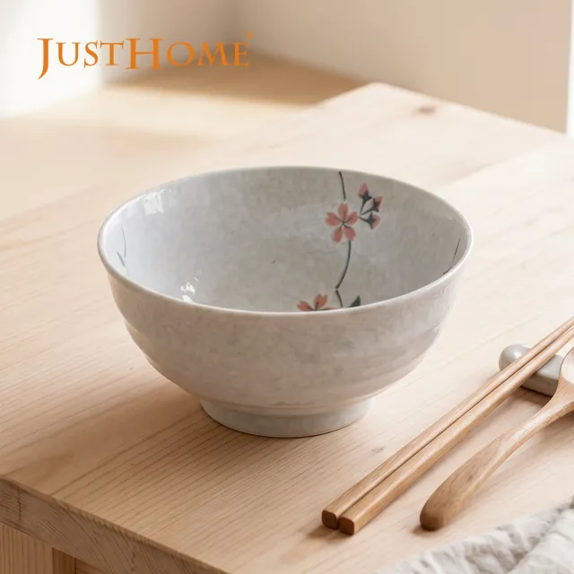 【Just Home】日本製美濃燒櫻花陶瓷6.5吋麵碗(可微波 碗 碗盤 麵碗 湯碗 丼碗)