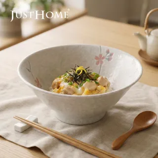 【Just Home】日本製美濃燒櫻花陶瓷7.5吋麵碗850ml(可微波 碗 碗盤 麵碗 湯碗 泡麵碗 拉麵碗)