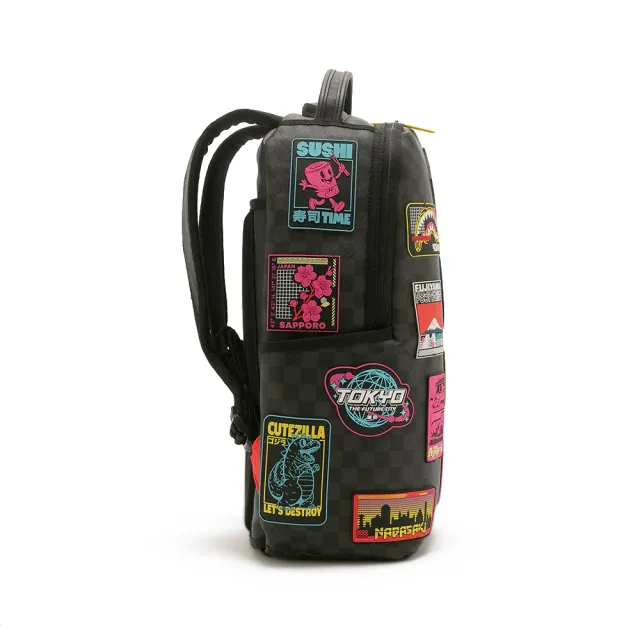 【SPRAYGROUND】全球大亨賽博龐克熊大容量後背包(黑色)