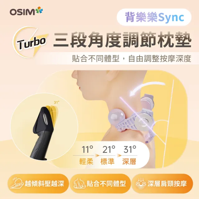 【OSIM】背樂樂Sync OS-2233(肩頸按摩/背部按摩/按摩墊/指壓/溫熱)