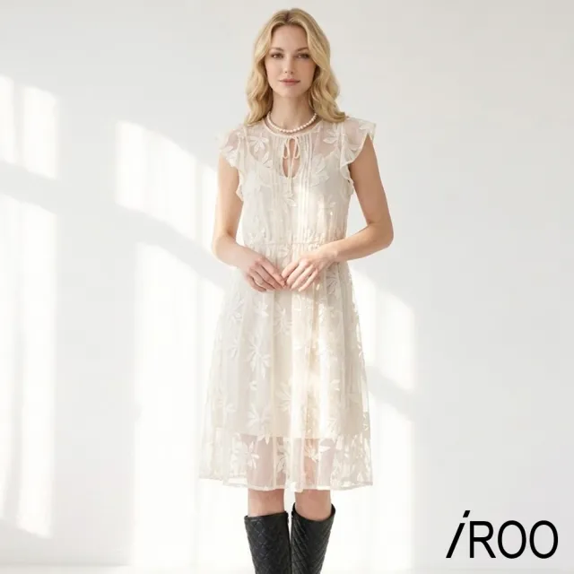 【iROO】古典微透膚女人設計洋裝