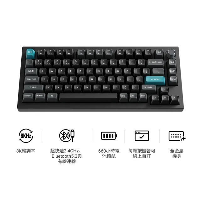 【Keychron】Q1 Ultra 75% 三模機械鍵盤 RGB Mac適用 熱插拔 全鋁機身 注音版本