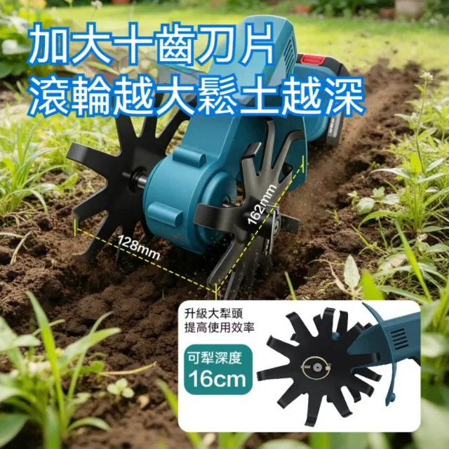 【艾嘉圖】鋰電微耕機 除草松土機 一電一充小型翻土機 犁地機 家用電動鋤頭 旋耕機 手持園藝機器