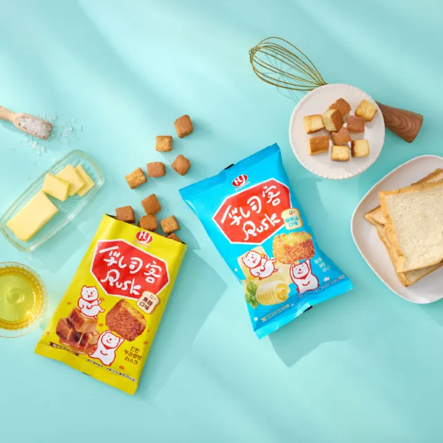【華元】乳司客 Rusk 鹽奶油 焦糖口味 80g 韓國原裝進口 吐司餅乾 麵包餅乾 零食