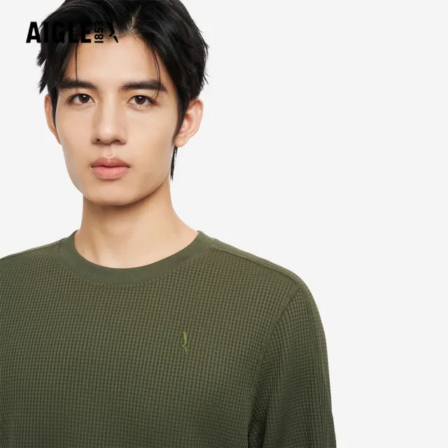 【AIGLE】男 抗UV長袖T恤｜AG-5A139A080 軍綠 (男裝 防曬 抗UV 長袖 長袖上衣 長袖T恤)