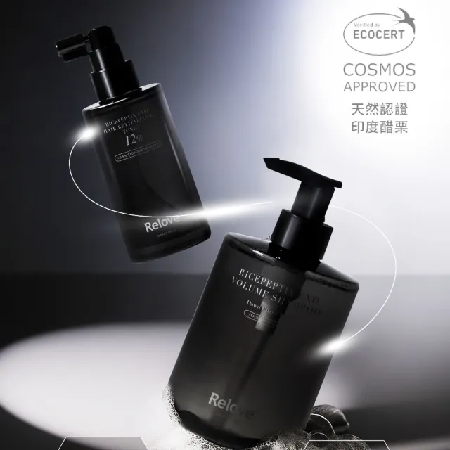 【Relove】黑泌12%養髮組(豐盈洗髮精450ml晨柑朝露香+12%養髮液100ml 頭皮水 頭皮護理 頭皮精華)