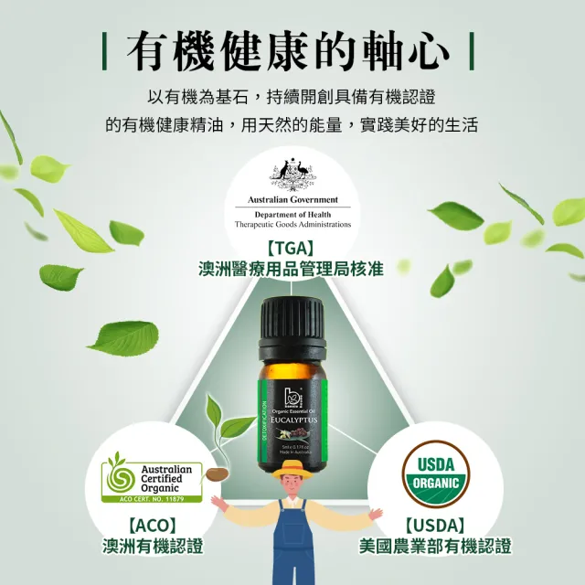 【Bonnie House 植享家】雙有機認證精油加倍組(尤加利精油5ml×4＋茶樹精油5ml×4)