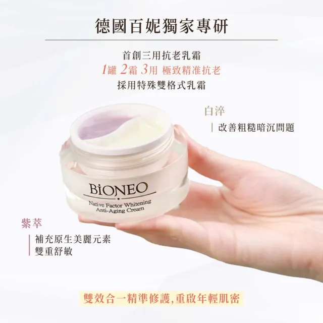 【Bioneo 德國百妮】原生美麗逆時抗老霜50mlX3(保濕 亮白 抗老)
