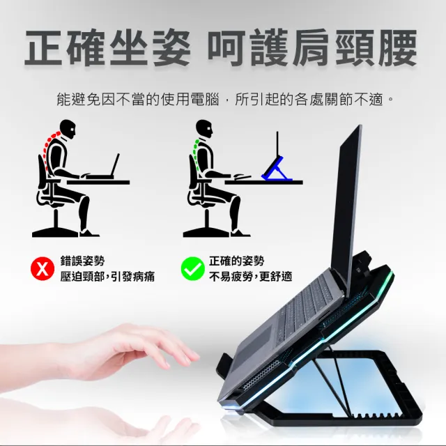 【PC Park】H7 RGB筆記型散熱座 電腦散熱 適用14~15.6吋 USB供電