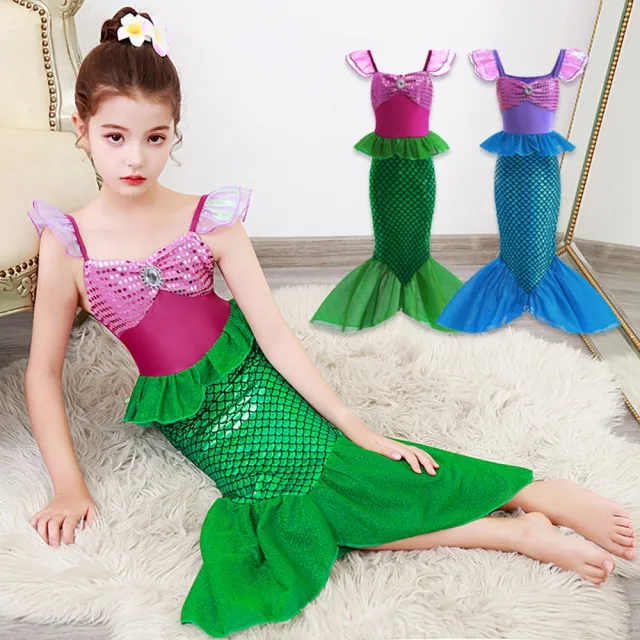 【橘魔法】閃閃動人美人魚魚尾連身裙 女童 童裝 兒童 萬聖節服裝 洋裝 公主服 小美人魚 裝扮 角色扮演