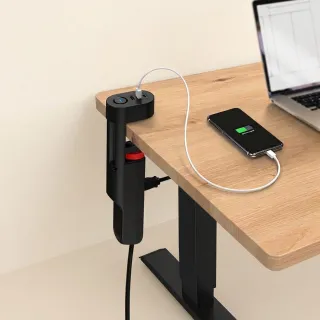 【FUNTE】電動升降桌專用｜桌下型夾式隱藏延長線 - 3插USB+TypeC 兩色可選