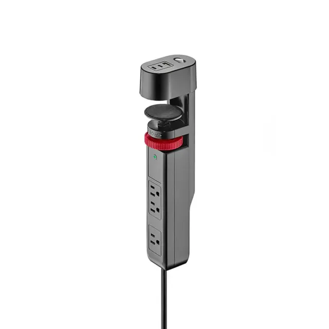 【FUNTE】電動升降桌專用｜桌下型夾式隱藏延長線 - 3插USB+TypeC 兩色可選