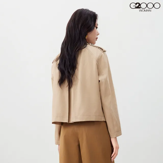 【G2000】女款 短版斜紋雙排釦風衣外套-卡其色(5628103013)