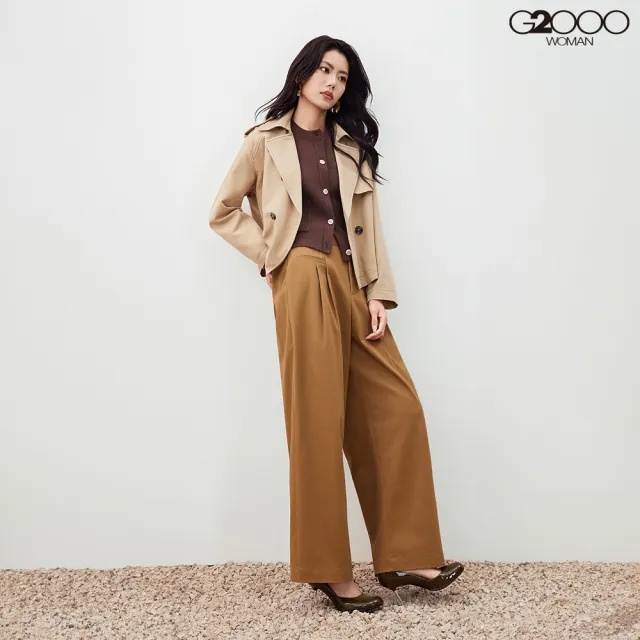 【G2000】女款 短版斜紋雙排釦風衣外套-卡其色(5628103013)