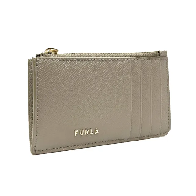 【FURLA 芙拉】WP00414 法國經典防刮牛皮金扣拉鍊名片夾零錢包(灰色)