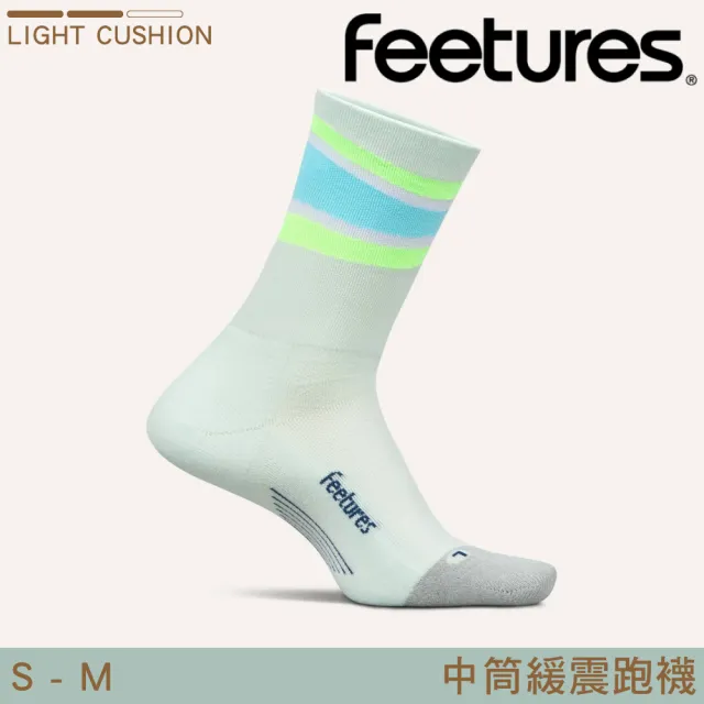 【Feetures】中筒緩震跑襪 薄荷綠-藍綠色塊 Elite Light Cushion Crew E90